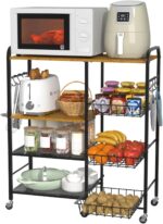 HapiRm Rolling Kitchen Microwave Cart - 4 Tier Microwave Table Stand with Pull-Out Baskets, Coffee Bar Baker's Rack with Wheels Rolling Storage Cart Organizer Shelf for Living Room Office, Balcony - Image 10