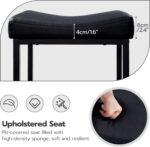 HOOBRO Bar Stools, Set of 2 Bar Chairs, Counter Height Stools, Saddle Barstools with Curved Surface, 24.8 Inches, 2.4" Thick Upholstery, for Kitchen, Dining Room, Cafe Black BB10BY01 - Image 11