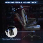 DUMOS Ergonomic Computer Gaming Chair - Home Office Desk with PU Leather Lumbar Support, Height Adjustable Big and Tall Video Game with Flip-up Armrest, Swivel Wheels for Adults and Teens - Image 7