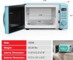 Galanz GLCMKZ07BER07 Retro Countertop Microwave Oven with Auto Cook & Reheat, Defrost, Quick Start Functions, Easy Clean with Glass Turntable, Pull Handle.7 cu ft, Blue - Image 8