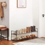 Shoe Rack - Metal Shoe Rack Organizer - Stackable Shoe Storage Shelf for Entryway, Closet, Bathroom 30cm(D) x 92cm(W) x 55cm(H) -Black (2-Tier) - Image 8