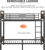 2 IN 1 Metal Bunk Bed Twin Over Twin, Convertible Twin Bunk Beds into 2 Individual Twin Size Bed for Kids Adults, 14.8" High Guard Rail,Space-Saving No Box Spring Needed Easy Assembly (Vintage Brown) - Image 8
