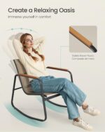 SONGMICS 3-Piece Patio Furniture Set, Garden Coversation Set, 2 Rocking Chairs, Table, Outdoor Lawn Backyard, Steel, with Armrests, Breathable Synthetic Fabric, Yellowish Brown UGGF0027K01 - Image 4