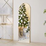 OLIXIS Arched Full Length Mirror 59"x16" for Bedroom, Full Body Mirror with Stand, Hanging or Leaning for Wall, Aluminum Alloy Thin Frame Floor Standing for Living Room, Tall, Gold - Image 8