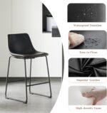 Sweetcrispy Counter Height Bar Stools Set of 2, 26 inch Height Stool Faux Leather Barstools with Back, Armless Kitchen Island Countertop Comfortable Modern Chairs with Metal Legs - Classic Black - Image 5