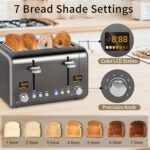 SEEDEEM 4 Slice Stainless Toaster with LCD Display, 7 Shade Settings, Wide Slots, Bagel/Defrost/Reheat Functions, Removable Crumb Tray, 1800W - Image 4