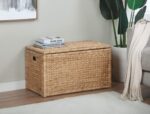 eHemco Heavy-duty Water Hyacinth Wicker Storage Trunk with Metal Frame, 30 by 17.5 by 17.5 Inches, Natural - Image 3