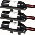 3 Bottle Wall Mount Wine Rack, Wall Mounted Wine Bottle Racks for Display and Storage, Hanging Black Metal Bottle Holder for Home Bar, Dining Room - Image 2