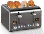 SEEDEEM 4 Slice Stainless Toaster with LCD Display, 7 Shade Settings, Wide Slots, Bagel/Defrost/Reheat Functions, Removable Crumb Tray, 1800W - Image 2