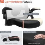 NEO CHAIR Office Desk Chair Computer High Back Mesh Gaming Seat with Ergonomic Adjustable Comfy Flip-up Armrests Lumbar Support Height for Home (Black) - Image 6