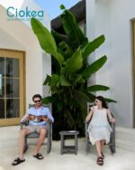 Ciokea Outdoor Rocking Chair, Gray HDPE Rocking Chairs for Outside, All-Weather Comfortable Patio Rockers for Front Porch Deck Balcony - Image 3