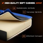 Sweetcrispy Video Game Desk Chair - Ergonomic Computer with Footrest and Comfy Lumbar Support, PU Leather Recliner with Headrest, Fixed Up Armrest, Height Adjustable with 360° Swivel, for Adults, Blue - Image 8