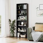 FOTOSOK 6-Tier Open Bookcase and Bookshelf, Freestanding Display Storage Shelves Tall Bookcase for Bedroom, Living Room and Office, Black - Image 3