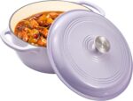 Vivicreate 6 Quart Enamel Cast Iron Dutch Oven Pot with Lid – Enameled Cookware for Baking, Roasting, and Braising – Durable Cast Iron Pot for Stove Top and Oven Use purple color - Image 2