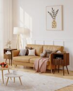 Nightstand,Modern Bedside Table with Storage Drawer and Open Wood Shelf, for Living Room, Bedroom and Small Spaces, Accent Night Stand with Solid Wood Legs, Easy Assembly,Walnut Brown - Image 4