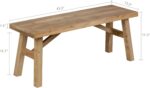 Sawmill Long Wood Bench, 43" Farmhouse Entryway Bench for Living Dining Room, Rustic Entry Way Benches Seat, Solid Wood, Handcraft Finshed, Natural - Image 3