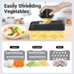 12-in-1 Vegetable Chopper, Kitchen Gadgets with 7 Blades, Veggie, Food, Onion Chopper, Cucumber Slicer, Versatile Mandoline, Includes Egg Separator & Finger Guard, Gray - Image 6
