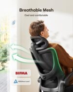 Marsail Ergonomic Office Chair: Office Computer Desk Chair with High Back Mesh and Adjustable Lumbar Support Rolling Work Swivel Task Chairs with Wheel 3D Armrests and Headrest - Image 6