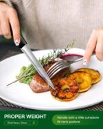 24 Pcs Silverware Set with Steak Knives Food-Grade Stainless Steel Flatware Set for 4 Mirror Cutlery Include Forks Spoons and Knives Set Dishwasher Safe Utensil Sets for Home Restaurant - Image 4