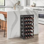 24-Bottle Wine Rack Freestanding Floor, 6-Tier Bamboo Wine Display Rack Storage Shelf with Table Top for Kitchen Dining Room Bar Cellar - Dark Brown - Image 3
