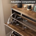 Shoe Storage Cabinet for Entryway,Farmhouse Slim Shoe Cabinet with 2 Flip Drawers,Narrow Freestanding Organizer Storage Rack for Entrance,Hallyway,Brown - Image 7