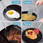 2 Pack Spatulas, Solid & Slotted Silicone Spatula Set, Stainless Steel Handle Coated with Silicone, Non Stick Turners, Heat Resistant Rubber Spatulas for Fish, Eggs, Pancakes, WOK, Black - Image 9