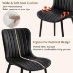 Modern Dining Chairs Set of 4, Heavy Duty Upholstered Side Chairs with Faux Leather, Comfortable Cushions & Durable Metal Legs with Adjustable Feet, Perfect for Kitchen, Dining Room (Black) - Image 8