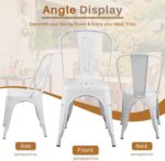 Furmax Metal Dining Chair Indoor Outdoor Use Stackable Chic Side Classic Trattoria Metal Chairs Set of 4 for Kitchen, Dining Room, Bistro and Cafe (Distressed White) - Image 9