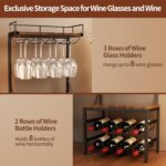 Nuovoware 3-Tier Liquor Cabinet with Wine Rack, Freestanding Liquor Stand with 8-Bottle for Mini Bar, Versatile Wine Rack Freestanding Floor with Tabletop and 8 Glass Holders, Black+Retro Brown - Image 4