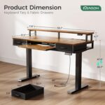 AODK Electric Standing Desk with Drawers & Keyboard Tray, 55 Inch Height Adjustable Gaming Desk with Power Outlets & LED Lights, Sit Stand Table with Monitor Stand for Home, Office, Rustic Brown - Image 4