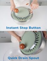 Stainless Steel Salad Spinner, Lettuce Spinner with Drain, Non-Slip Base, Stop Button, Vegetable Dryer, BPA Free, 5.3 Qt - Image 4