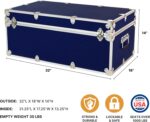 Rhino Trunk & Case Large Essential Camp/College Trunk with Wheels - Secure Dorm Storage Chest - Ideal Footlocker for Students - Strong Trunks with 1000+ Pound Sitting Capacity 32"x18"x14" (Navy Blue) - Image 3