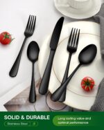 20 Piece Black Silverware Set, Stainless Steel Flatware Set for 4 Food Grade Cutlery Utensil Set Include Knife Fork Spoon Mirror Polished Dishwasher Safe - Image 8