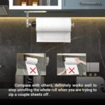 Paper Towel Holder Under Cabinet, One-Handed Tear, Wall Mount, Adhesive, Silver, Paper Roll Holder with Ratchet Mechanism for Kitchen Bathroom Farmhouse Essentials Decor Accessories - Image 8