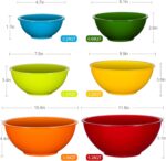 YIHONG 6 Piece Plastic Mixing Bowls Set, Colorful Serving Bowl for Kitchen, Ideal for Baking, Prepping and Cooking,Nesting Design for Space Saving Storage, Rainbow - Image 7