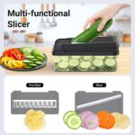 12-in-1 Vegetable Chopper, Kitchen Gadgets with 7 Blades, Veggie, Food, Onion Chopper, Cucumber Slicer, Versatile Mandoline, Includes Egg Separator & Finger Guard, Gray - Image 7
