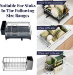 Dish Drying Rack, 304 Stainless Steel Dish Racks for Kitchen Counter with Cutlery Holder & Sponge Holder, Large Dish Drainer with Removable Drainboard, 11.8''W x 16.7''L - Image 7