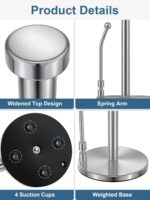 SMARTAKE Paper Towel Holder, Paper Towel Dispenser Standing Weighted Base Non Slip, Spring Arm for Easy Tear, Stainless Steel Paper Towel Holder for Home Kitchen Countertop Tabletop, Silver - Image 8