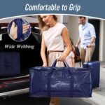 6 Pack Extra Heavy Duty Large Moving Bags with Strong Zipper & Comfortable Handles, Sturdy & Durable Clothes Storage Bags Totes Bins, Blue Packing Moving Boxes for College Supplies, Dark Blue - Image 7