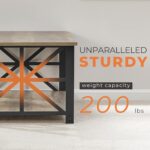 GreenForest Coffee Table for Living Room with Round Corners Farmhouse Style Center Table with Storage Shelf 39 Inch Space Saving Easy Assembly Gray Wash - Image 6