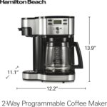 Hamilton Beach 2-Way 12 Cup Programmable Drip Coffee Maker & Single Serve Machine, Glass Carafe, Auto Pause and Pour, Black (49980R) - Image 9