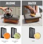 12-in-1 Vegetable Chopper, Mandoline Food Slicer for Kitchen, Cheese Grater, Veggie Chopper with Container, Vegetable Cutter for Onion, Salad and Fruit- Stainless Steel, Home Essential Tools - Image 5