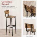 GILLAS Set of 2 Bar Stools, Tall Bar Stool with Backrest and Footrest, Tall Bar Chairs, Industrial Style Counter Height Bar Stool for Dining Room, Kitchen, Rustic Brown - Image 5