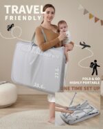 AirClub Bassinet Bedside Sleeper, Baby Crib for Newborn, Baby Bassinets Bedside Sleeper with 4 Auto-Lock & Adjustable Height, Breathable Mesh & Mattress, Bedside Bassinet - Image 8