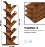 10 Tier Tree Book Shelf, Floor Standing Wood Bookshelf for Narrow Space, Storage Organizer Bookshelves for Books/CDs/Magazine, Bookcase with Shelves for Home Office, Living Room - Brown - Image 4