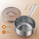 PekGema Stainless Steel Saucepan 2.5 Quart with Glass Strainer Lid, Thicken Tri-ply Full Sauce Pot, Two Side Spouts for Easy Pour, Dishwasher Safe, Induction Ready, Compatible with All Cooktops - Image 10