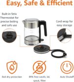 Amazon Basics Electric Kettle with Glass Carafe for Tea and Coffee, BPA-Free, Fast Boiling, Auto Shut-Off, 1 liter , 1500W, Glass and Steel - Image 4