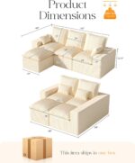 107" Comfy Cloud Couch with L-Shape Chaise & Deep Seat, Modular Sectional Sofa in a Box, Boneless Upholstered Couches for Living Room, No Assembly Required (Soft Corduroy, Beige) - Image 3