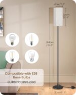 64.6" Floor Lamp, Pole with Foot Switch, Modern Standing Lamp Lampshade, Minimalist Freestanding Lamp (Bulb Not Included), for Living Room, Bedroom Office ETL Listed, Black and Beige E07LD05 - Image 5