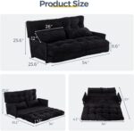 MAXYOYO Adjustable Floor Sofa Couch with 2 Pillows, Multi-Functional Bean Bag Bed, 5-Position Foldable Lazy Sofa Sleeper Bed with Armrest, Versatile Floor Seating for Reading, Black, Double - Image 3